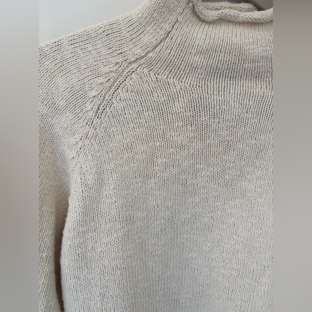 NWOT L.L. Bean cream cotton roll neck Sweater size M - Picture 3 of 6